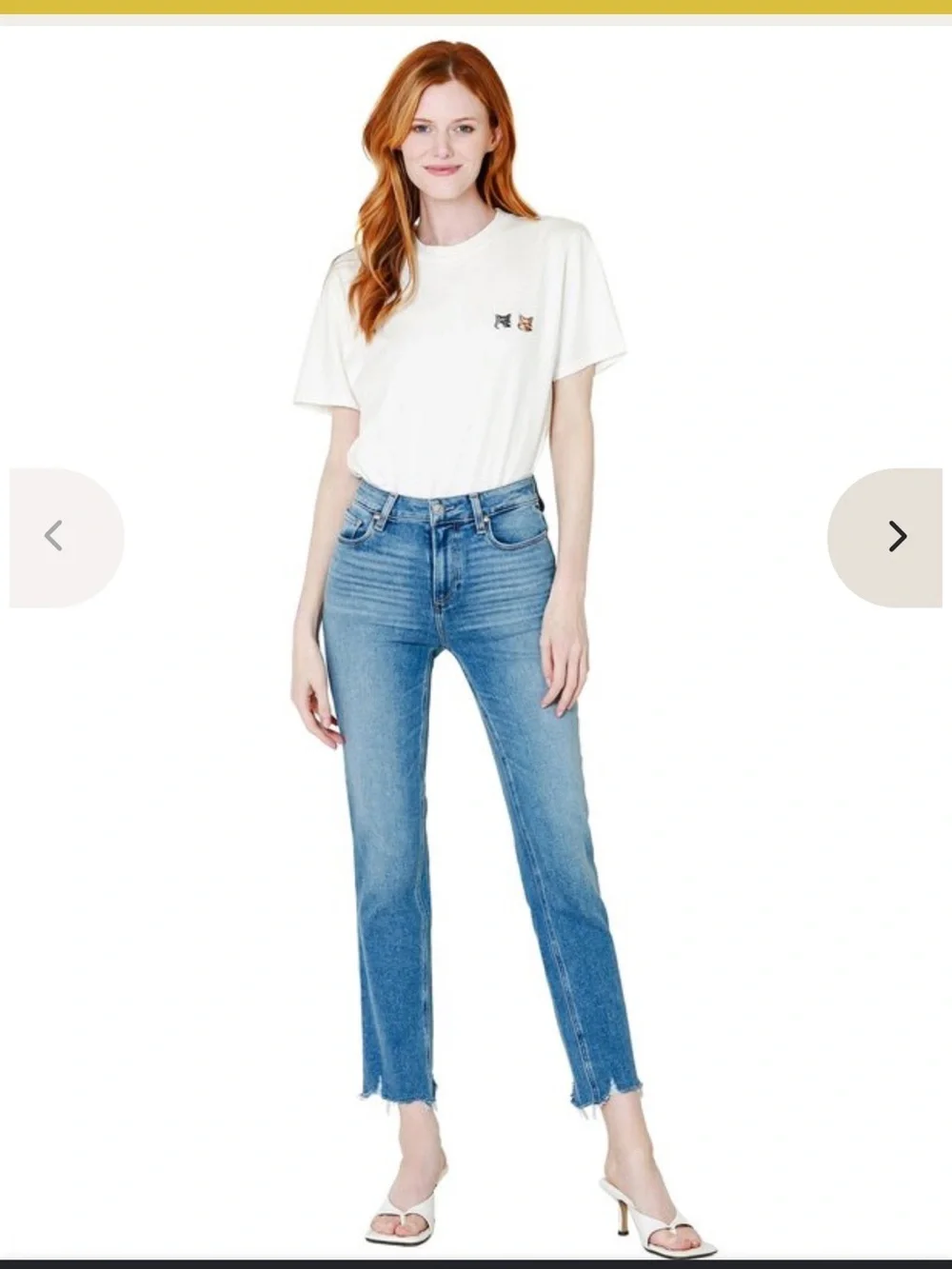 PAIGE Mid Wash High-Rise Cropped Jeans - Blue